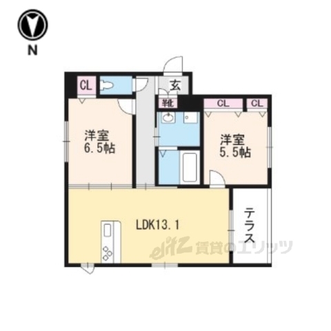 【京都市左京区岩倉中町のマンションの間取り】