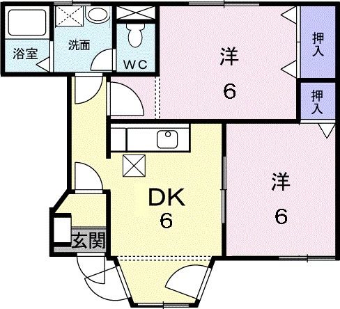 津山市東一宮のアパートの間取り