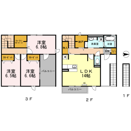 米子市西福原のアパートの間取り