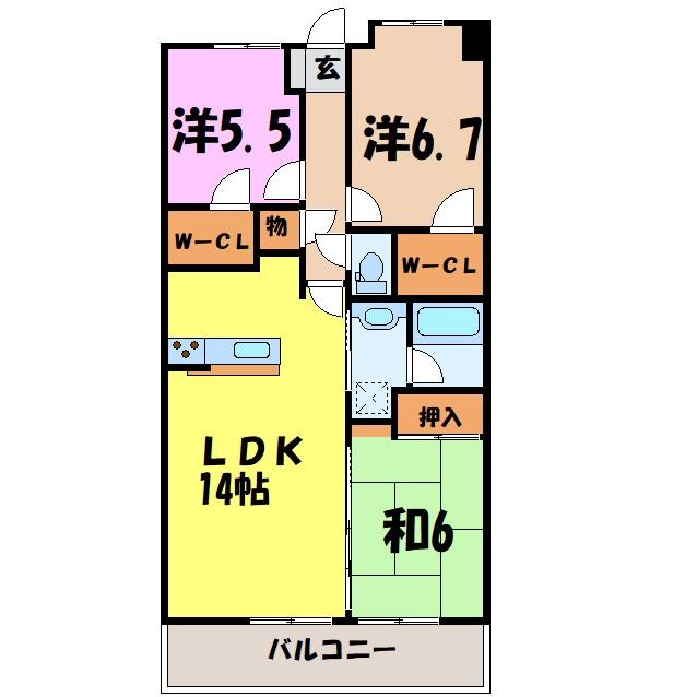 サンクレイドル高崎問屋町弐番館の間取り