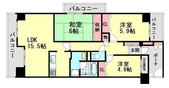 グランコート泉大津ウィングプラザ２の間取り