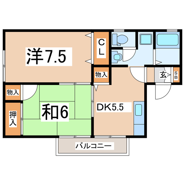 郡山市喜久田町堀之内のアパートの間取り