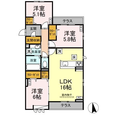 府中市府中町のアパートの間取り