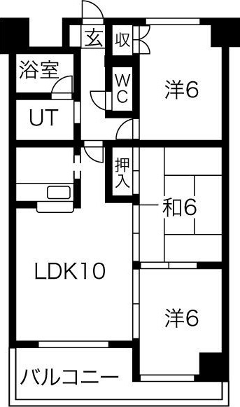 札幌市中央区南七条西のマンションの間取り