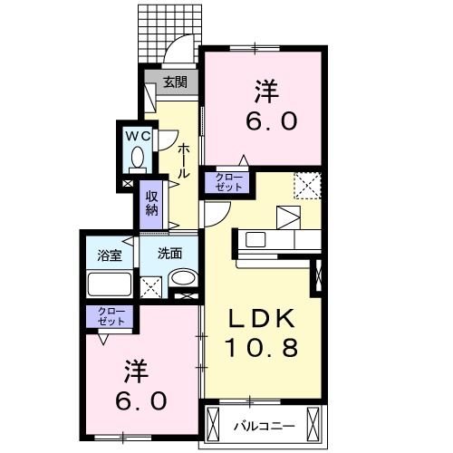 【葛城市東室のアパートの間取り】