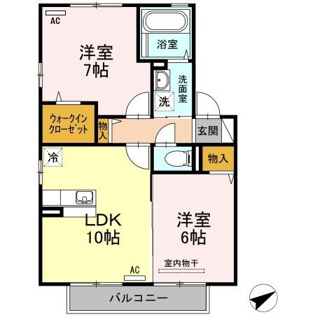 宇部市厚南中央のアパートの間取り