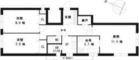 札幌市豊平区月寒中央通のマンションの間取り