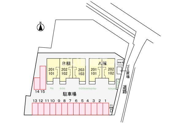 【胎内市住吉町のアパートの駐車場】