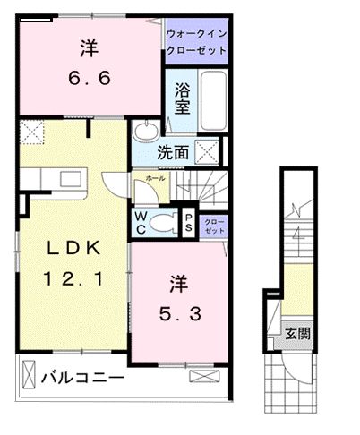 尾道市御調町神のアパートの間取り