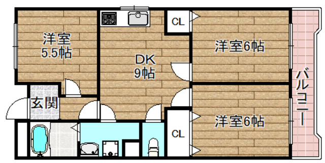 三島郡島本町水無瀬のマンションの間取り