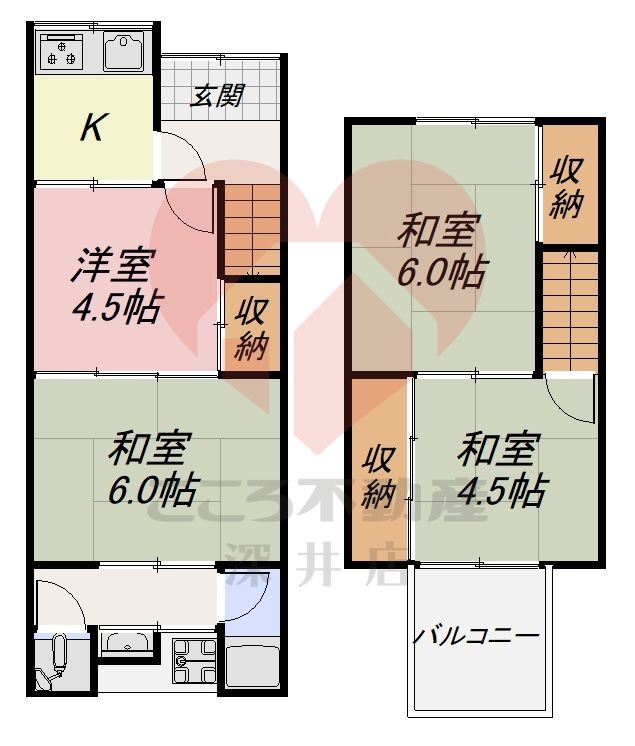 大阪府東大阪市西堤楠町３（一戸建）の賃貸物件の間取り