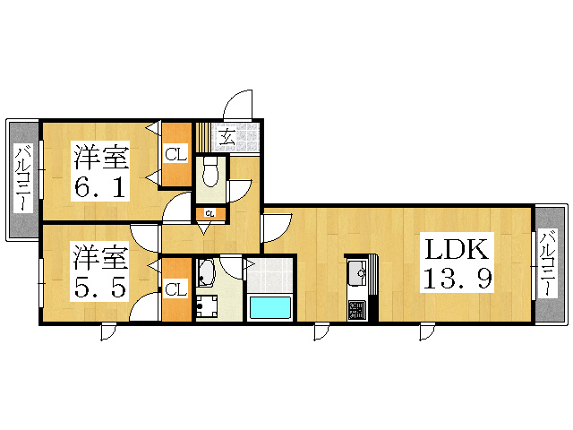 ラ　メゾン帝塚山の間取り