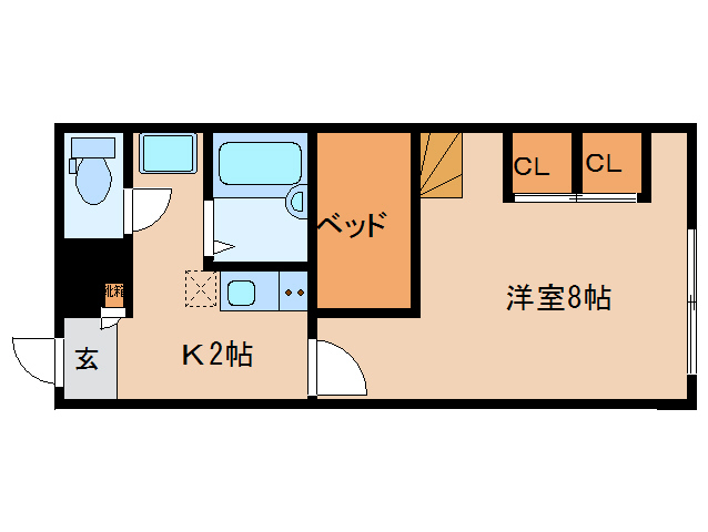 奈良市中山町のアパートの間取り