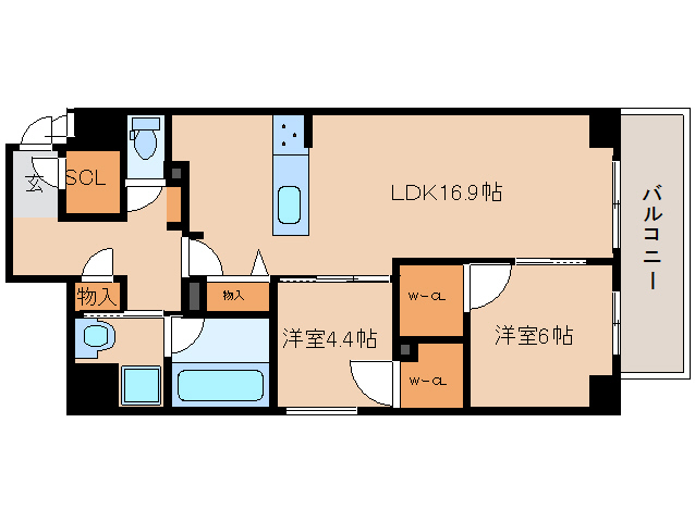 奈良市大宮町のマンションの間取り