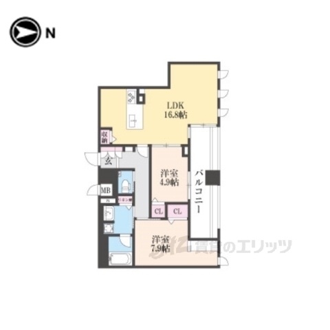 【奈良市大宮町のマンションの間取り】