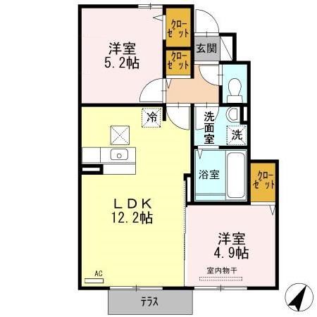 鞍手郡鞍手町大字中山のアパートの間取り