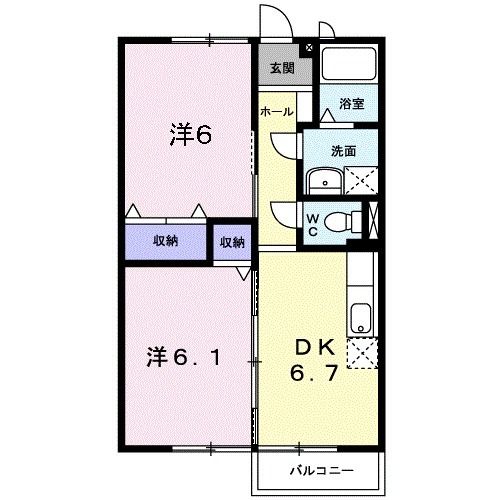 筑紫野市光が丘のアパートの間取り