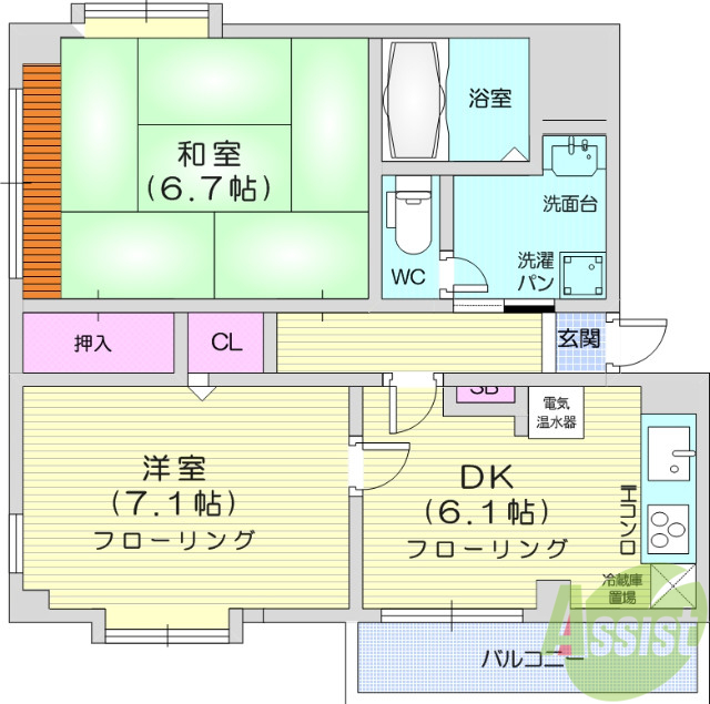 SDハイツ古城B棟の間取り