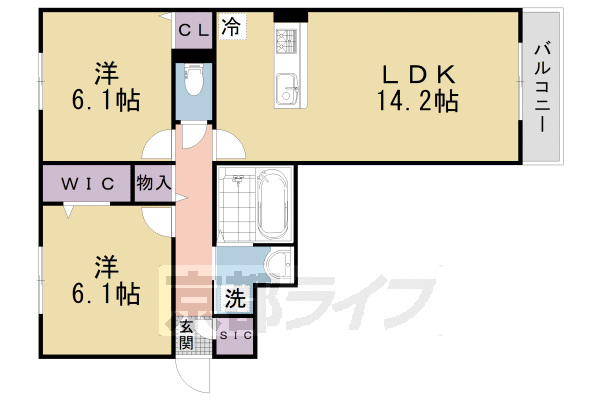 京都市北区上賀茂坂口町のアパートの間取り