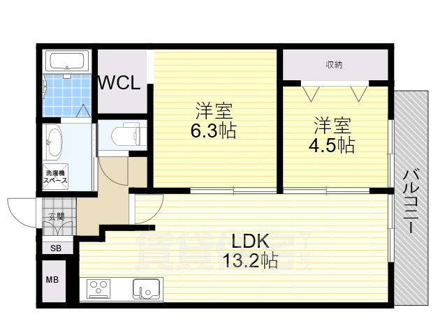 【吹田市千里山松が丘のマンションの間取り】