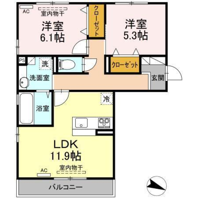 Ｇｒａｎｄ-ｒｏｏｍ衣山の間取り