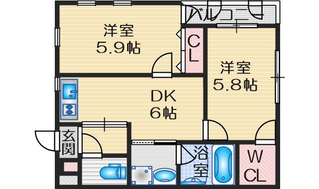 フランボワーズ豊中の間取り