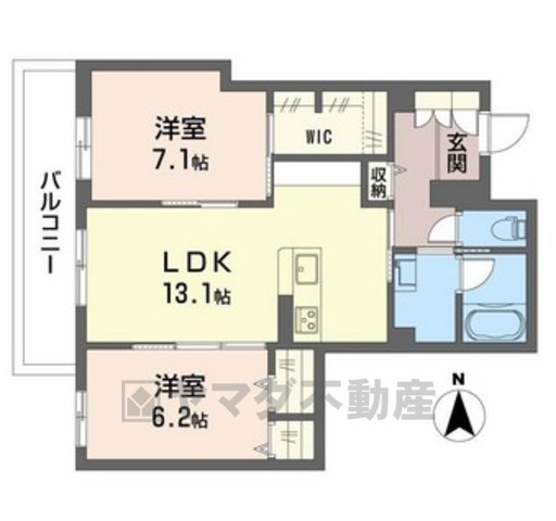 箕面市瀬川のマンションの間取り