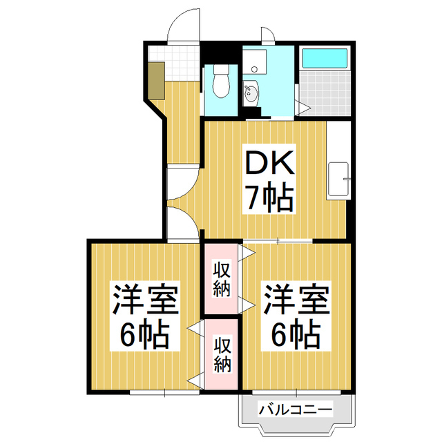 安曇野市三郷明盛のアパートの間取り