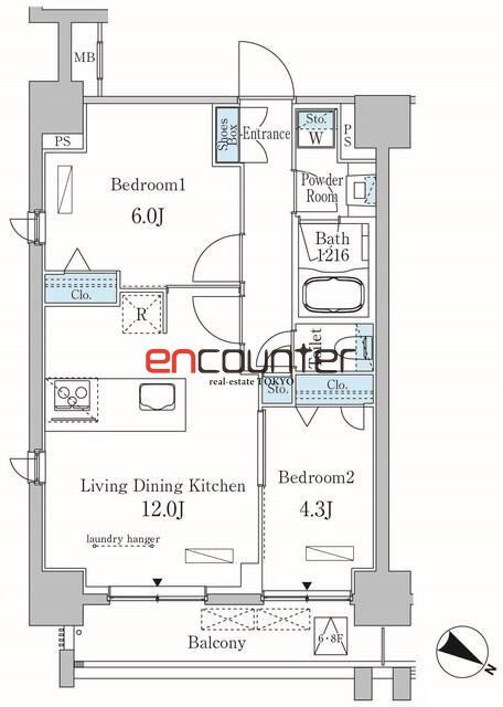 【港区南麻布のマンションの間取り】