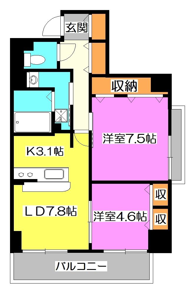 東久留米市東本町のマンションの間取り