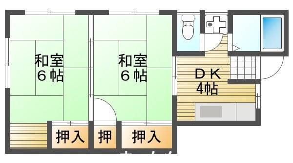 岡山市北区七日市西町のアパートの間取り