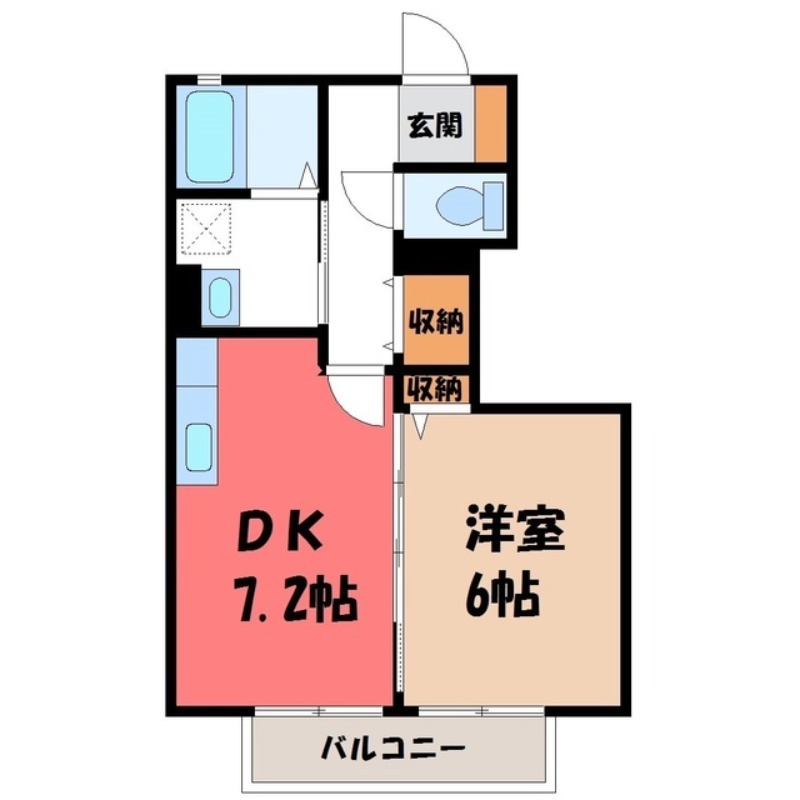 宇都宮市針ヶ谷町のアパートの間取り