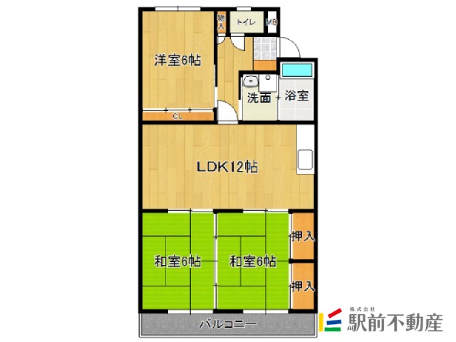 福岡市東区和白丘のマンションの間取り