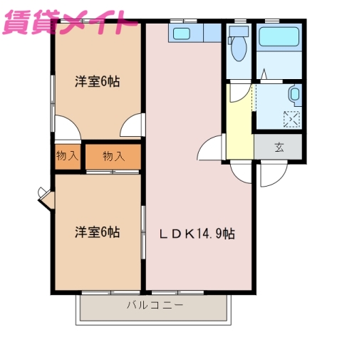 笹川ロッジ　A棟の間取り