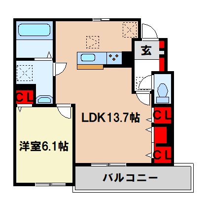 鳥栖市田代本町のアパートの間取り