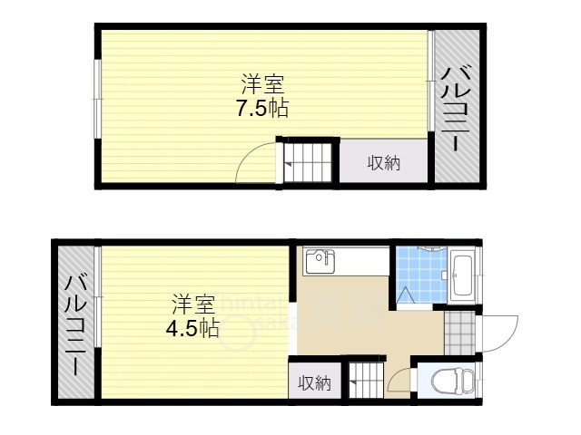 宝塚市雲雀丘のアパートの間取り