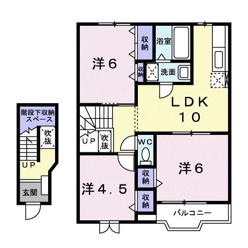 御坊市藤田町吉田のアパートの間取り