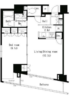 中央区新富のマンションの間取り