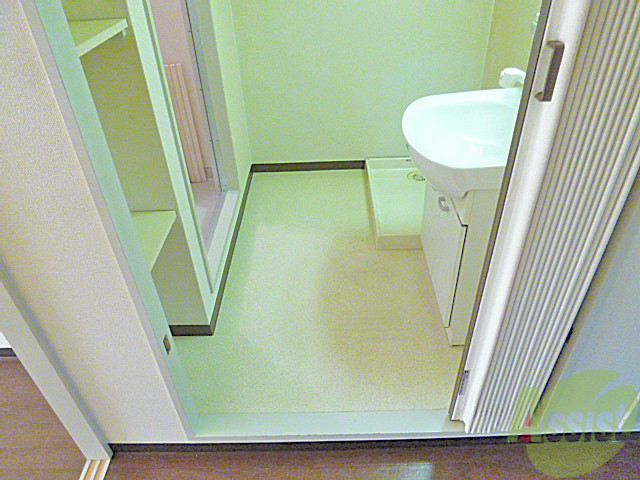 洗面設備　独立洗面所って今では必須ですよね。アコーディオンカーテン付。