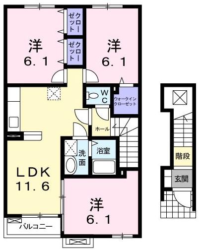 高松琴平電鉄長尾線 元山駅 徒歩10分 2階建 築19年の間取り写真