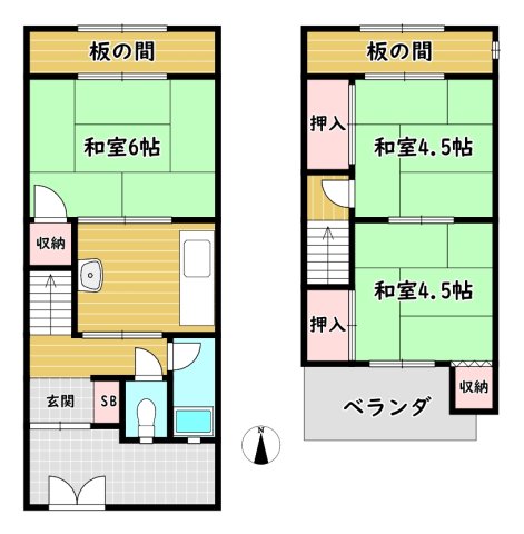 川西市絹延町連棟貸家の間取り写真