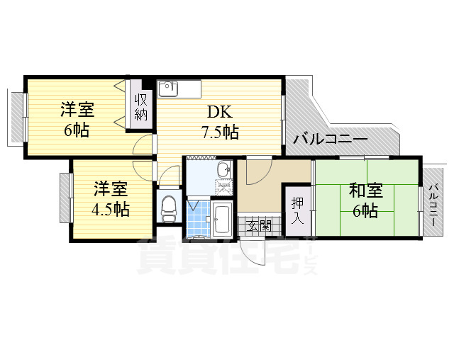 高槻市宮田町のマンションの間取り