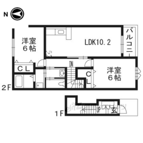 南丹市園部町横田のアパートの間取り