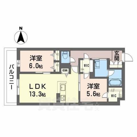 箕面市小野原西のアパートの間取り