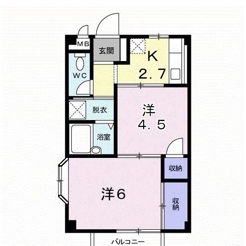 石岡市石岡のアパートの間取り