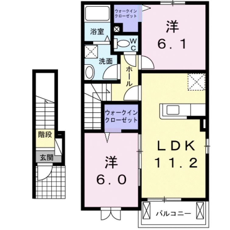 米子市富益町のアパートの間取り