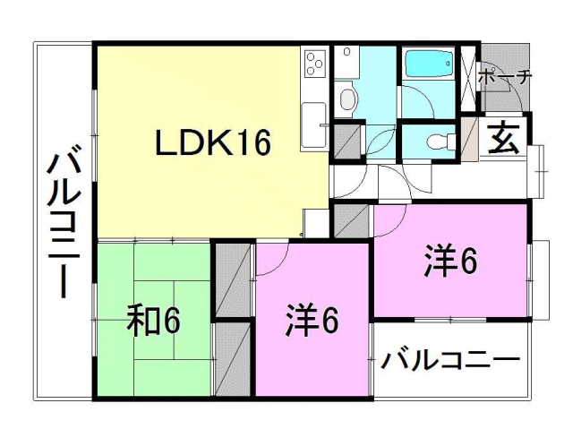 松山市越智のマンションの間取り