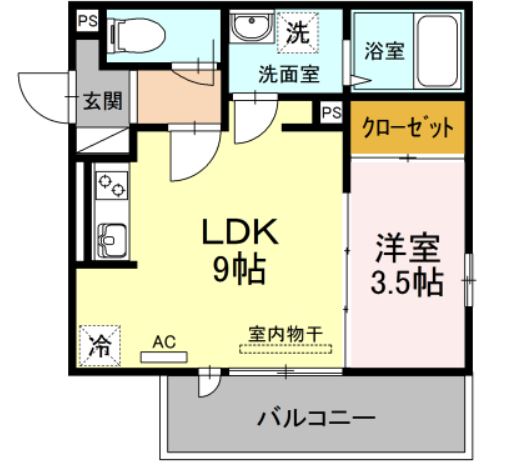 【鹿児島市上荒田町のアパートの間取り】