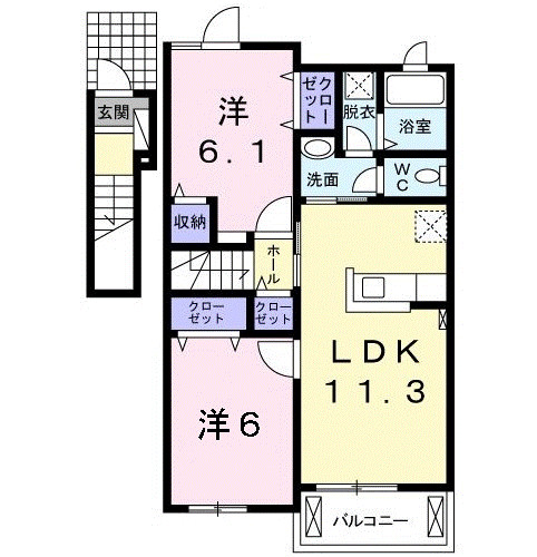 江田島市能美町中町のアパートの間取り