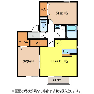 塩尻市大門泉町のアパートの間取り